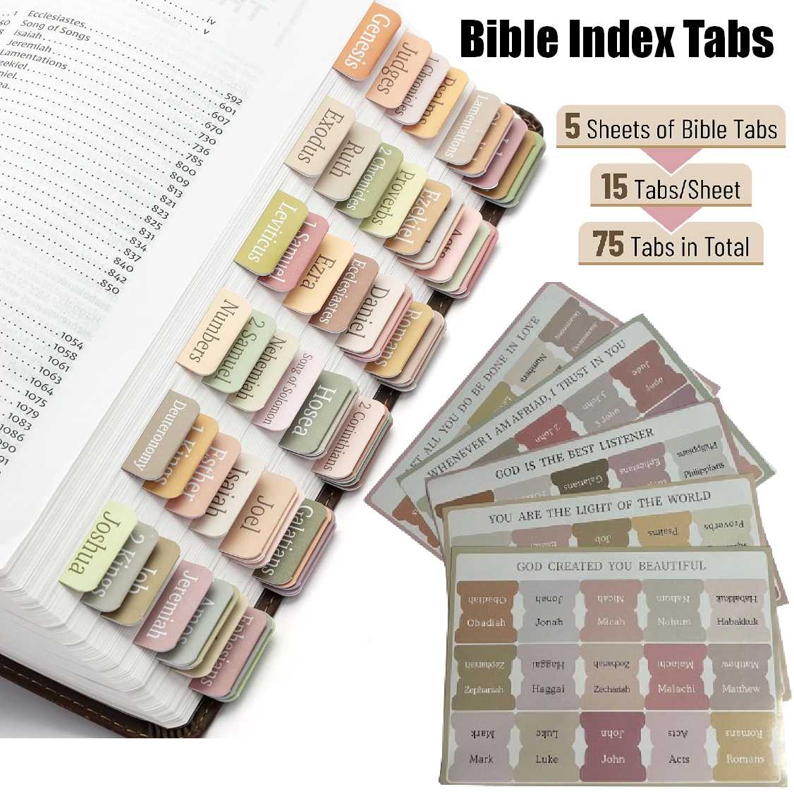 Bible Book Repostion Laminated Bible Index Tabs Study Bible Book Labels ...