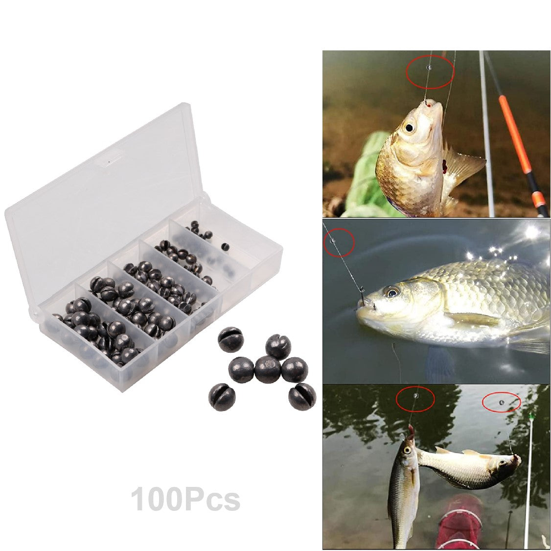 100Pcs Assorted Fishing Sinker Removable Split-Shot Weights Fishing Ac –  Referdeal