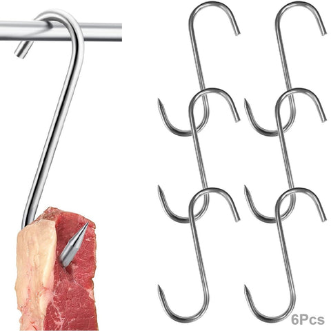 6Pcs Heavy Duty Meat Hooks Butchers Hooks Sharp S Hooks Stainless Steel 18cm 6Pcs Heavy Duty Meat Hooks Butchers Hooks Sharp S Hooks Stainless Steel 18cm