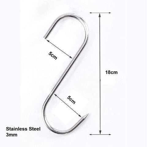 6Pcs Heavy Duty Meat Hooks Butchers Hooks Sharp S Hooks Stainless Steel 18cm 6Pcs Heavy Duty Meat Hooks Butchers Hooks Sharp S Hooks Stainless Steel 18cm