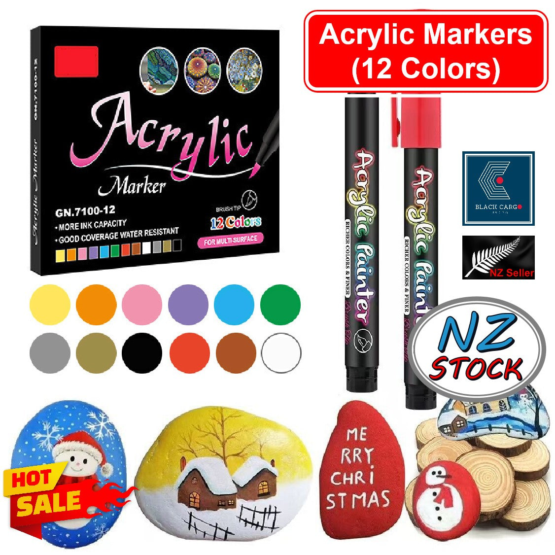 Acrylic Markers Paint Pens 12 Colors - Referdeal Acrylic Markers Paint Pens 12 Colors - Referdeal