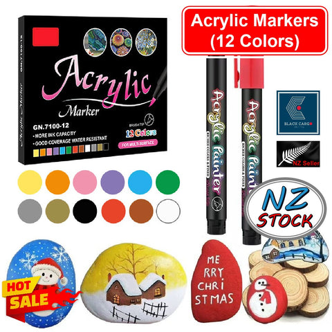 Acrylic Markers Paint Pens 12 Colors - Referdeal Acrylic Markers Paint Pens 12 Colors - Referdeal
