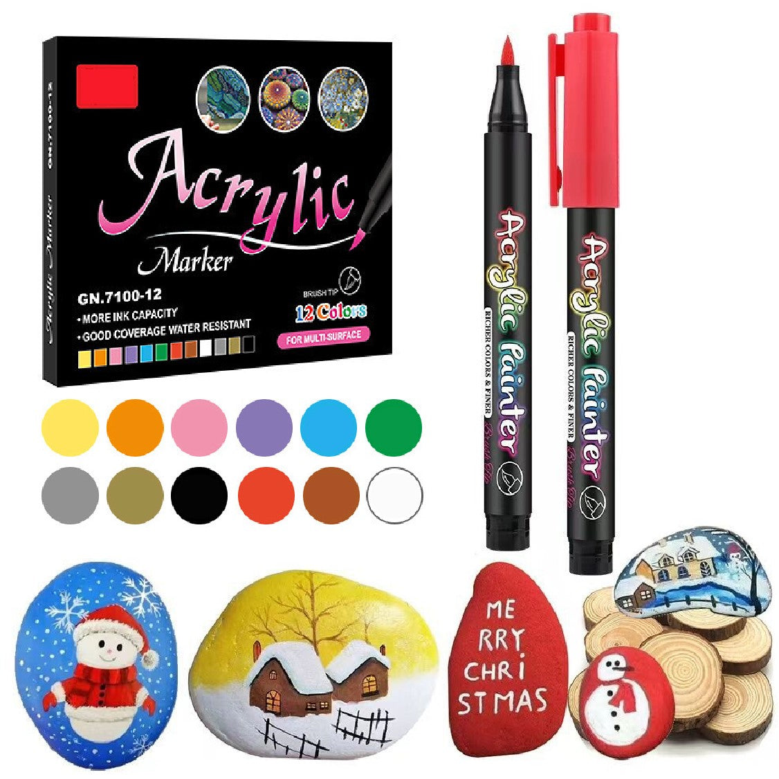 Acrylic Markers Paint Pens 12 Colors - Referdeal Acrylic Markers Paint Pens 12 Colors - Referdeal
