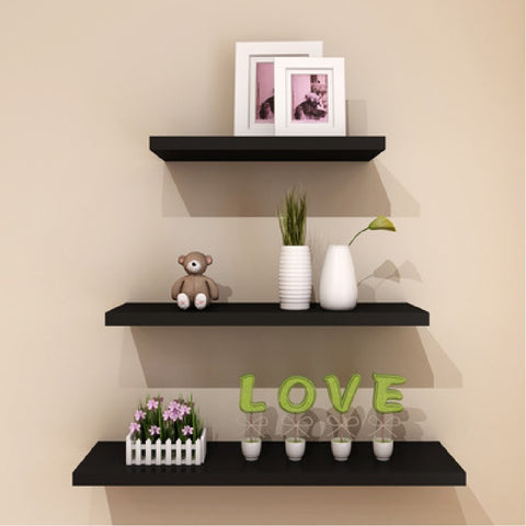 Set of 3Pcs Wood Hanging Shelves Floating Shelves Hanging Shelves - Black Set of 3Pcs Wood Hanging Shelves Floating Shelves Hanging Shelves - Black
