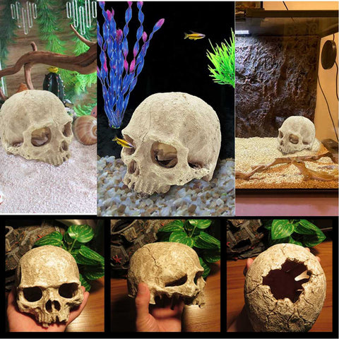 Large Head Skeleton Skull Aquarium Decorations Rock Fish Tank Accessories