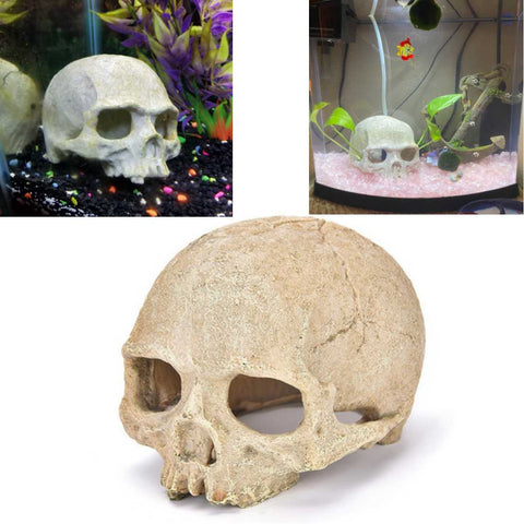 Large Head Skeleton Skull Aquarium Decorations Rock Fish Tank Accessories