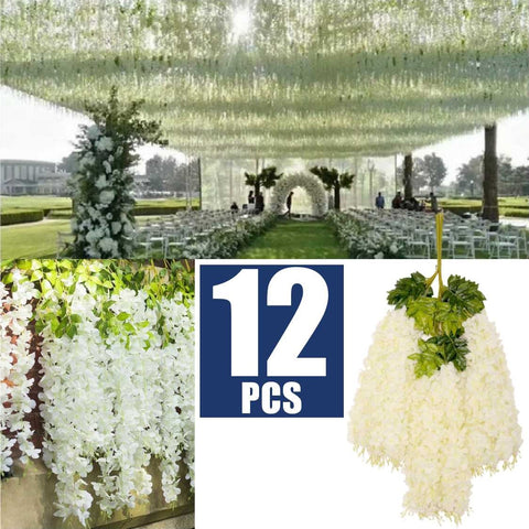 Wedding Arch Curtain Hanging Artificial Wisteria Flower Garland Ivy Decoration