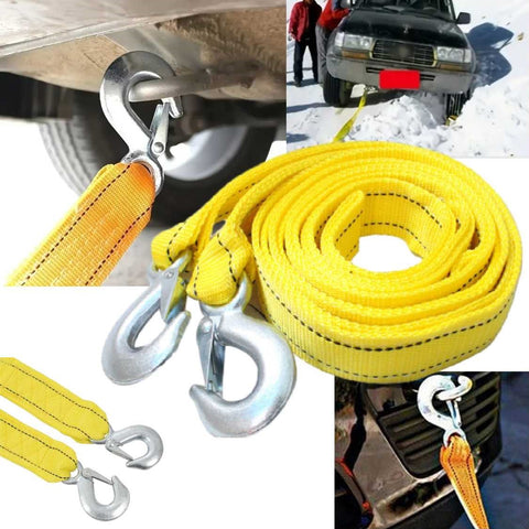 Heavy Duty Tow Strap with Metal Safety Hooks 4m Length 5 Ton Break Strength