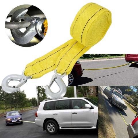 Heavy Duty Tow Strap with Metal Safety Hooks 4m Length 5 Ton Break Strength