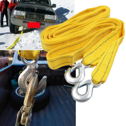 Heavy Duty Tow Strap with Metal Safety Hooks 4m Length 5 Ton Break Strength