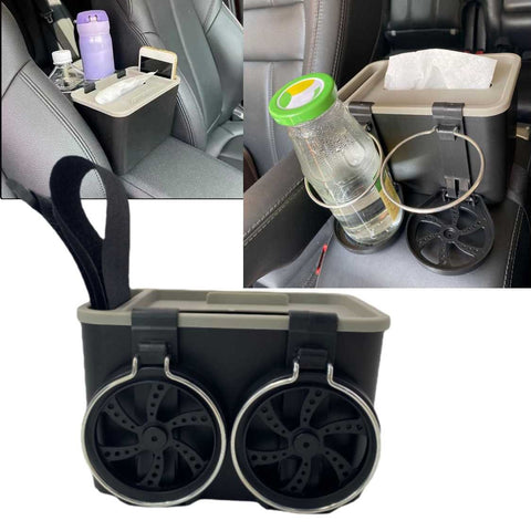 Multi-Functional Car Armrest Organizer With Cup Holders & Tissue Box