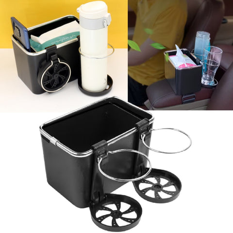 Multi-Functional Car Armrest Organizer With Cup Holders & Tissue Box