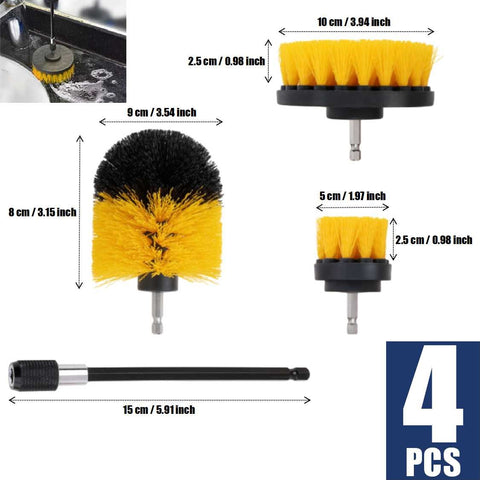 4Pcs Drill Brush Cleaning Set For Bathroom Kitchen Car Grooming