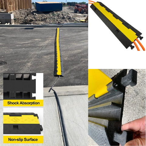 Floor Cable Protector 2 Channel Rubber Traffic Speed Bumps Hose Protector
