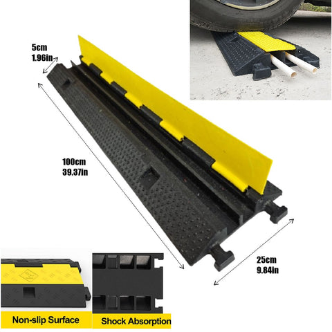 Floor Cable Protector 2 Channel Rubber Traffic Speed Bumps Hose Protector