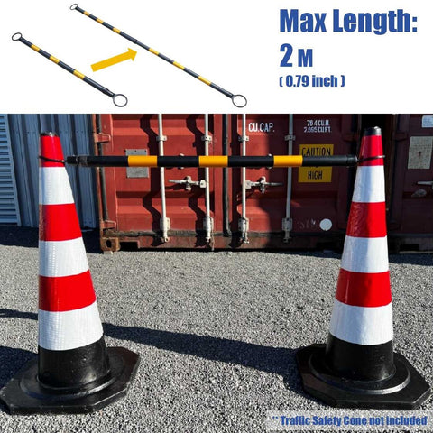 Traffic Cone Extension Bar 135 to 200cm with yellow Reflective Tape