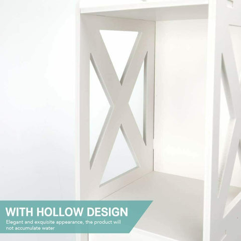 Freestanding Wood Bathroom Storage Cabinet with Doors and Shelves