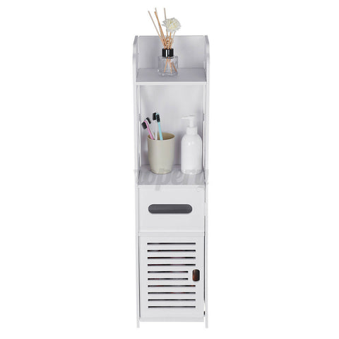 Freestanding Wood Bathroom Storage Cabinet with Doors and Shelves