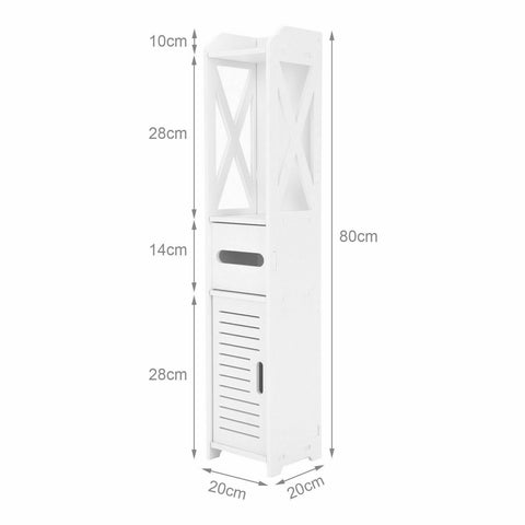 Freestanding Wood Bathroom Storage Cabinet with Doors and Shelves