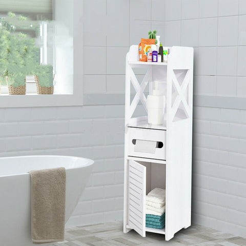 Freestanding Wood Bathroom Storage Cabinet with Doors and Shelves