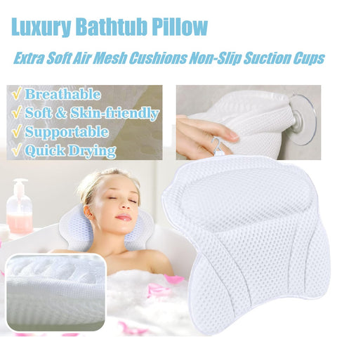 Ergonomic Luxury Bath Pillow Tub Pillow with Head Support AirMesh