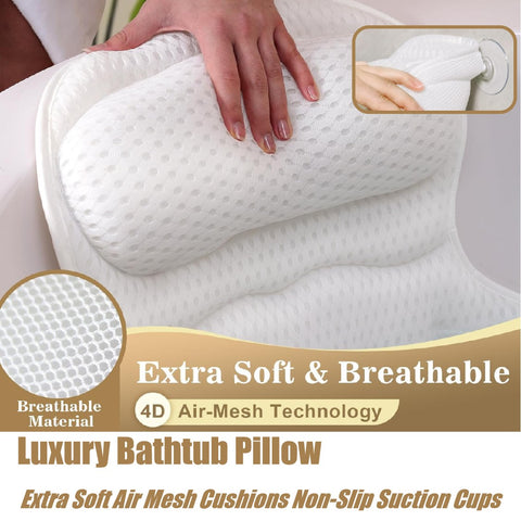 Ergonomic Luxury Bath Pillow Tub Pillow with Head Support AirMesh