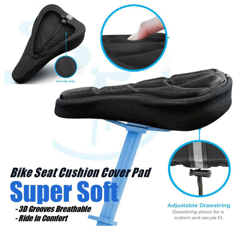 Bike Seat Cushion Saddle Cover 3D Memory Foam-Black