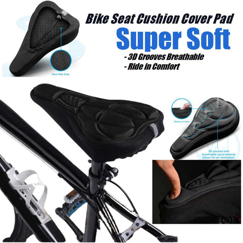 Bike Seat Cushion Saddle Cover 3D Memory Foam-Black