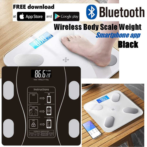 Wireless Digital Bathroom Scale for Body Weight Scale Bluetooth APP  - Black