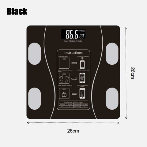 Wireless Digital Bathroom Scale for Body Weight Scale Bluetooth APP  - Black