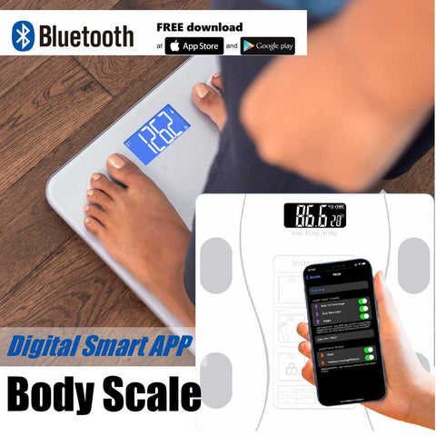 Wireless Digital Bathroom Scale for Body Weight Scale Bluetooth APP  - White