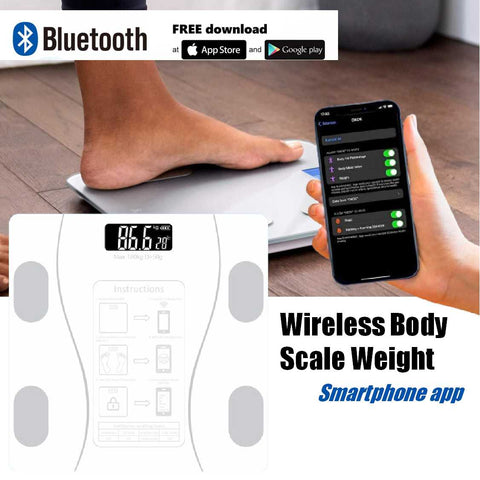 Wireless Digital Bathroom Scale for Body Weight Scale Bluetooth APP  - White