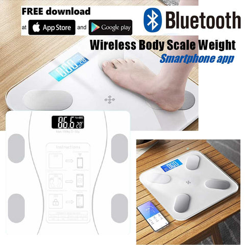 Wireless Digital Bathroom Scale for Body Weight Scale Bluetooth APP  - White