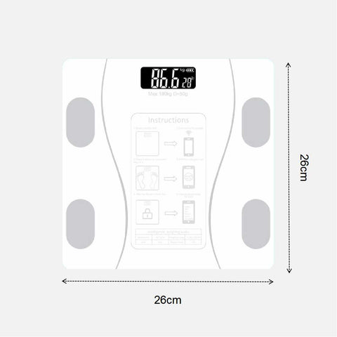 Wireless Digital Bathroom Scale for Body Weight Scale Bluetooth APP  - White