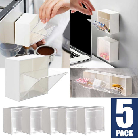 5 Pack Wall-Mounted Storage Boxes Multi-Compartment Organizer