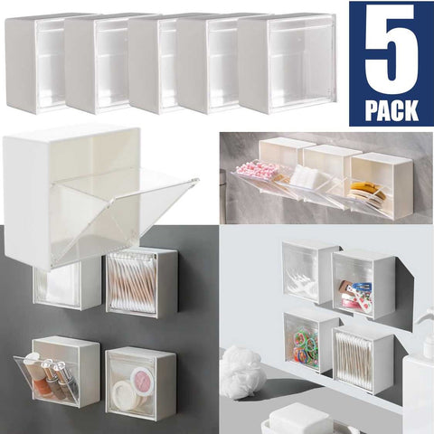 5 Pack Wall-Mounted Storage Boxes Multi-Compartment Organizer