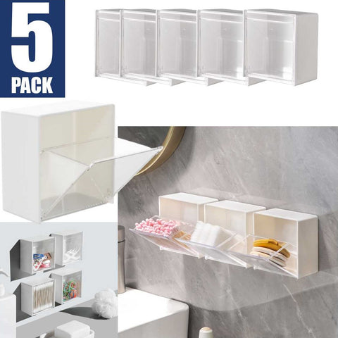 5 Pack Wall-Mounted Storage Boxes Multi-Compartment Organizer