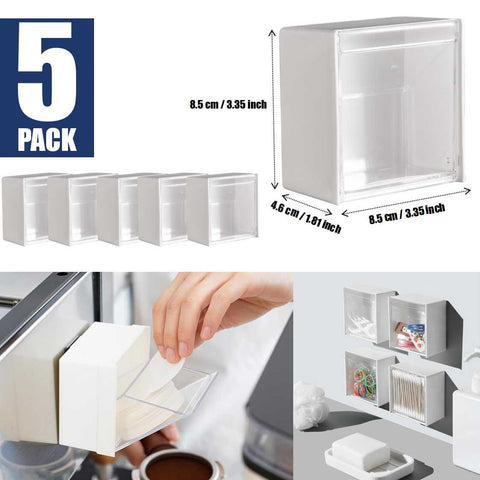 5 Pack Wall-Mounted Storage Boxes Multi-Compartment Organizer
