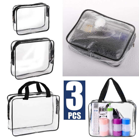 3pcs Clear Toiletries Bag Travel Bag Wash Bag Makeup Bag