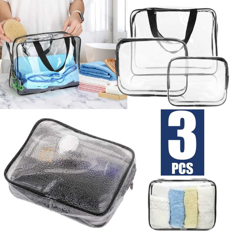 3pcs Clear Toiletries Bag Travel Bag Wash Bag Makeup Bag