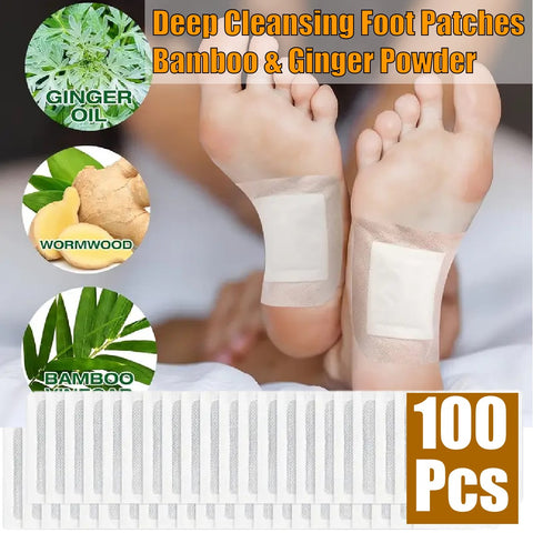 Weight Loss 100Pcs Detox Foot Pads Bamboo Vinegar Ginger Patch Enhances Energy