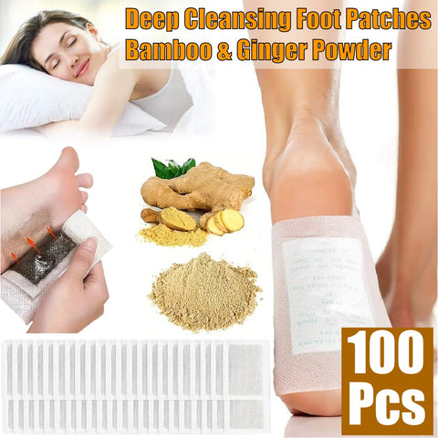 Weight Loss 100Pcs Detox Foot Pads Bamboo Vinegar Ginger Patch Enhances Energy