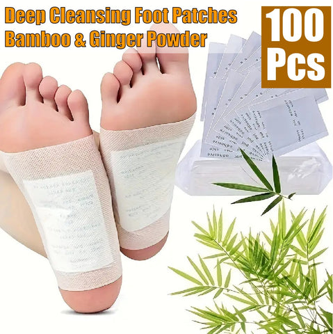 Weight Loss 100Pcs Detox Foot Pads Bamboo Vinegar Ginger Patch Enhances Energy