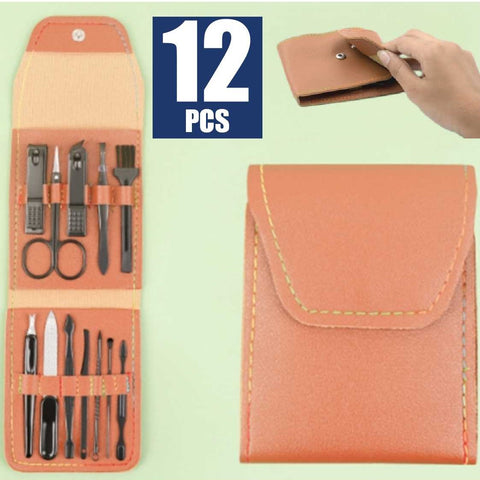 Portable Manicure Set Stainless Steel 12Pcs Pedicure Clipper Grooming Tools