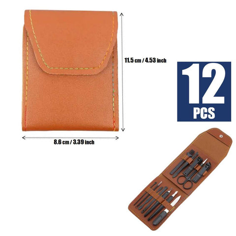 Portable Manicure Set Stainless Steel 12Pcs Pedicure Clipper Grooming Tools