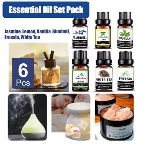 Premium Essential Oils Set 6Pcs Set Jasmine Vanilla Lemon Freesia Bluebell