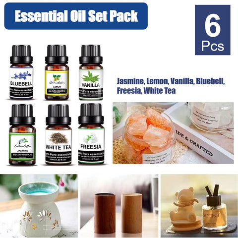 Premium Essential Oils Set 6Pcs Set Jasmine Vanilla Lemon Freesia Bluebell