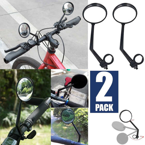 2Pcs Bike Bicycle Rotatable Handlebar Rearview Mirror Cycling Rear View Mirror