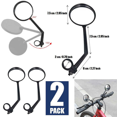 2Pcs Bike Bicycle Rotatable Handlebar Rearview Mirror Cycling Rear View Mirror
