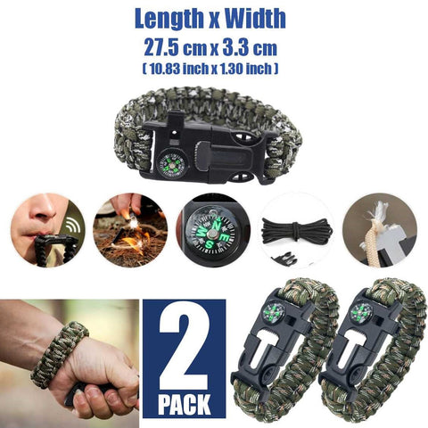 2Pack Camping Equipment Emergency Survival Outdoor Multitools Bracelet